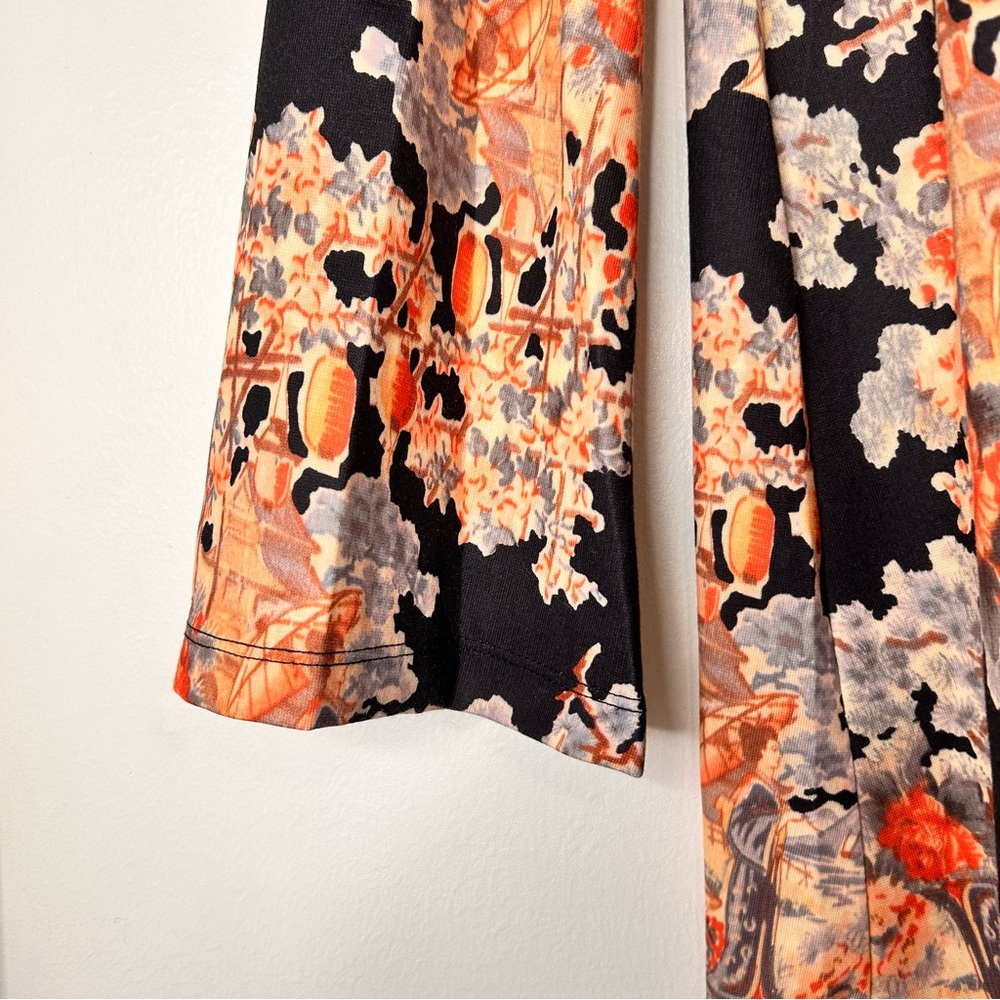 Zara Mock Neck Asian Print Dress - Size S - Picture 5 of 10